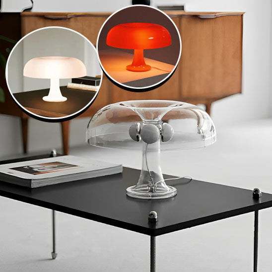 lampe champignon blanc orange transparent