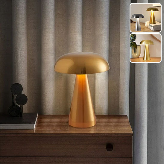 lampe champignon or sur table