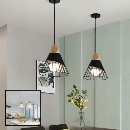 deux luminaire suspension noir allumer