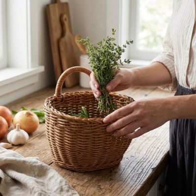 epice panier de rangement en osier
