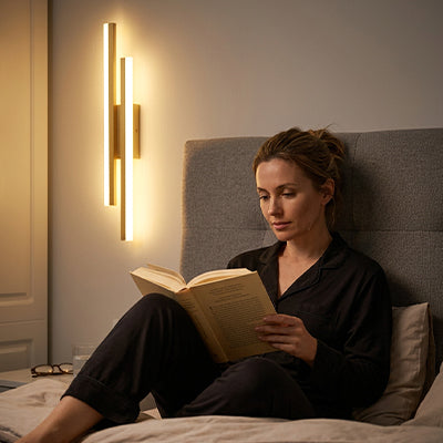 femme lit livre sous applique murale pour salon 