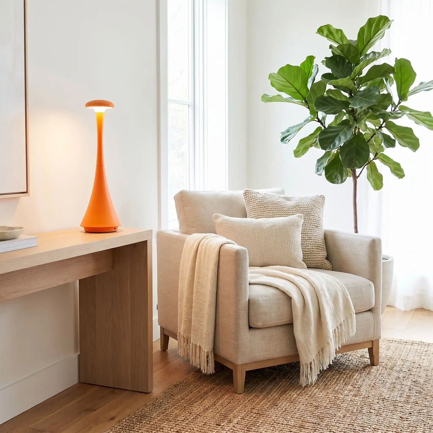 lampe champignon design au coin au salon