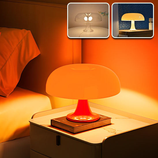 lampe champignon orange au chevet