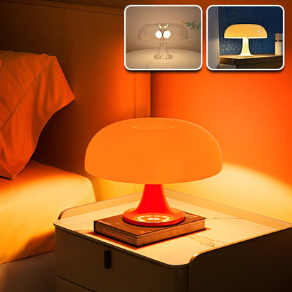 lampe champignon orange au chevet