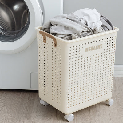 panier a linge pliable couleur beige