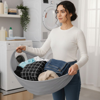 panier a linge pliable gris