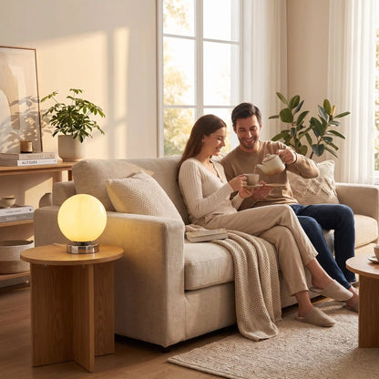 sunset lamp eclaire couple buvant cafe