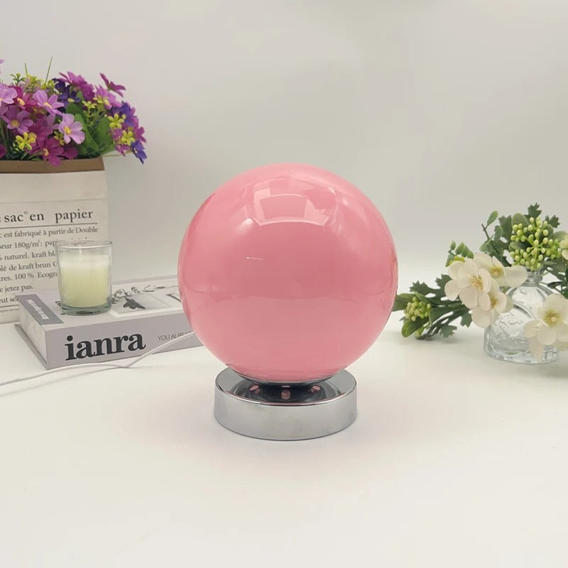 sunset lamp rose sur table