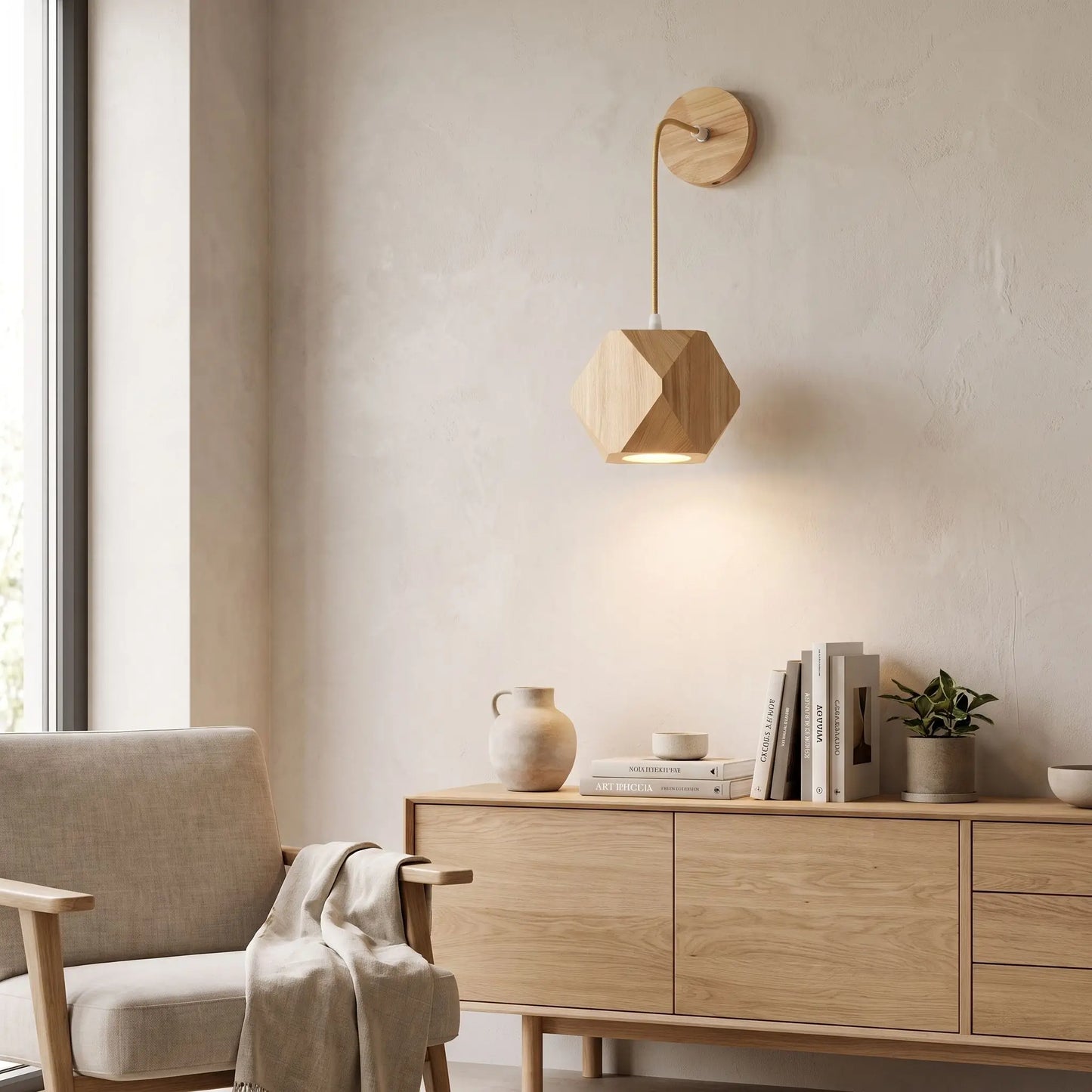 suspension luminaire bois au salon