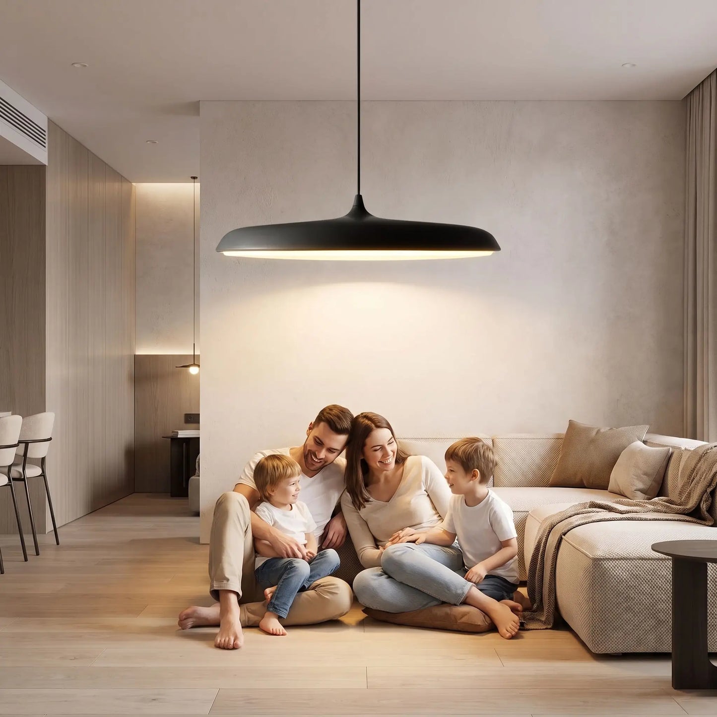 suspension luminaire eclaire une famille